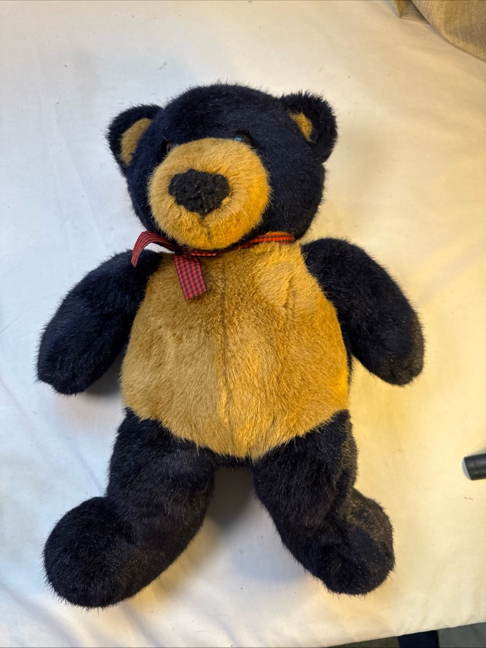 Dakine Black and Brown Plush Teddy Bear with Red Ribbon